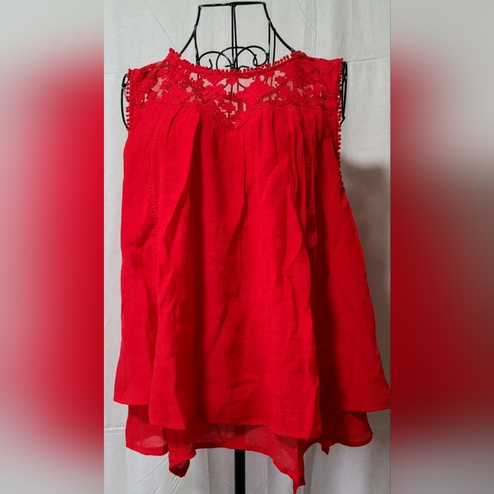 Style & Co. Vibrant Red Lace Women's Blouse